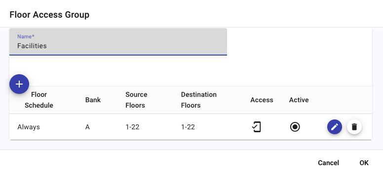 New Floor Access Groups